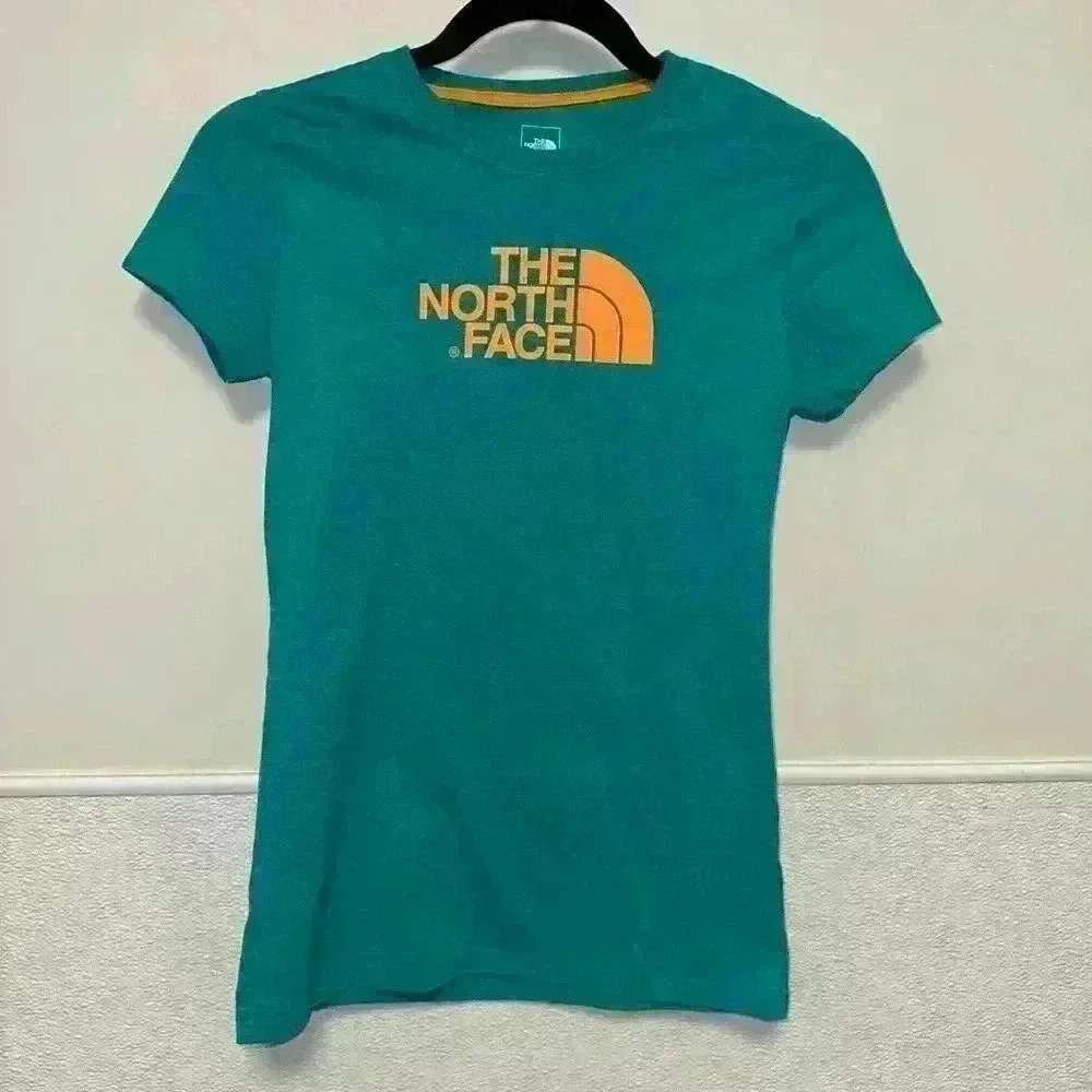 The North Face T-Shirt Teal Orange XS for Women - Picture 6 of 8